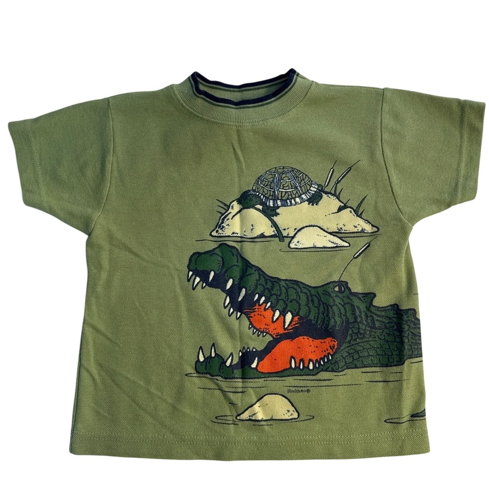 Vintage 90s Healthtex AOP Safari Alligator Frog Pront Graphic T Shirt Boys 5T